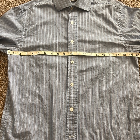 Pronto Uomo Men's Dress Shirt Size Medium Long Sleeve Blue & White Striped - Picture 5 of 7